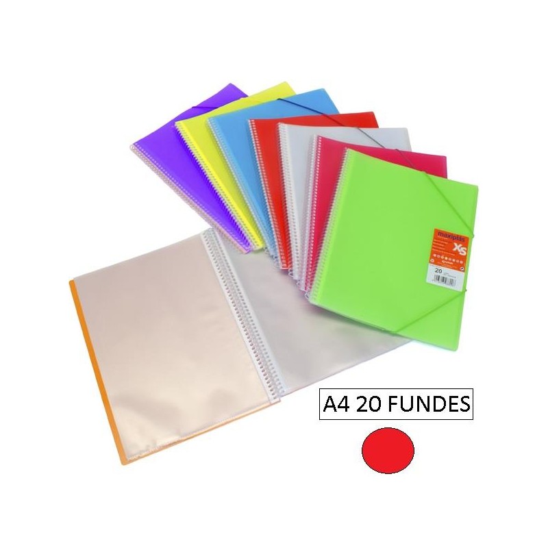 1-CARPETA 20 FUNDES A4 MAXIPLAS XS VERMELL(12