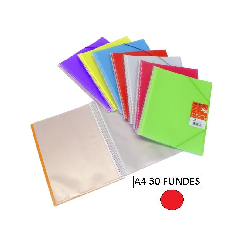 1-CARPETA 30 FUNDES A4 MAXIPLAS XS VERMELL