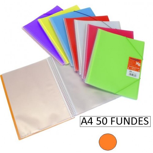 1-CARPETA 50 FUNDES A4 MAXIPLAS XS TARONJA