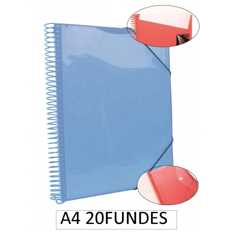 1-CARPETA ESPIRAL 20 FUNDES A4 BLAU (12)
