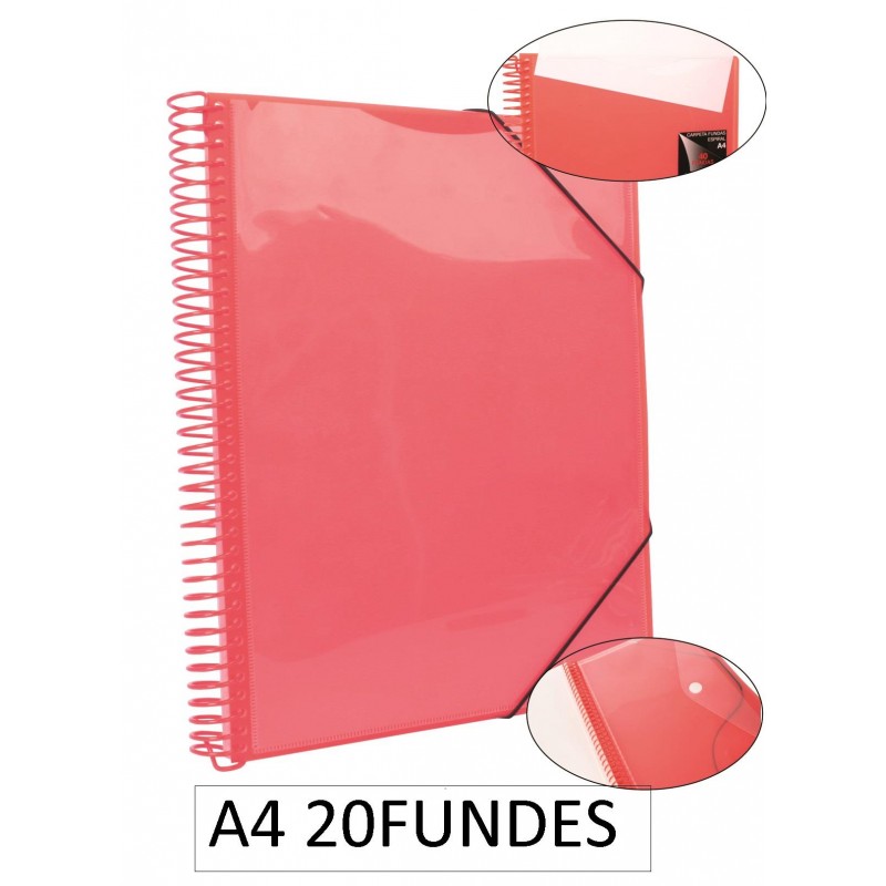 1-CARPETA ESPIRAL 20 FUNDES A4 VERMELL (12)