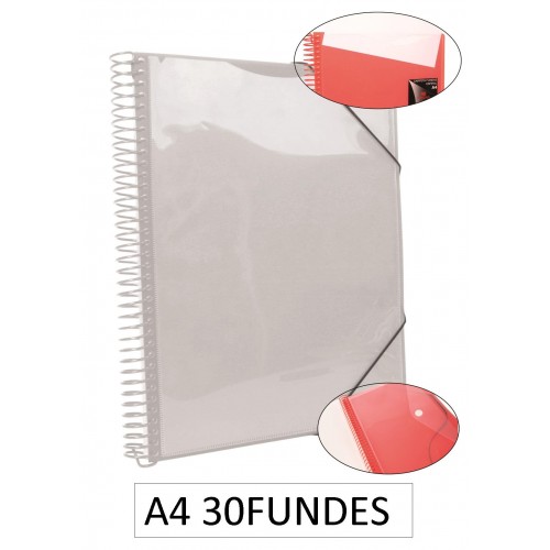 1-CARPETA ESPIRAL 30 FUNDES A4 TRANSP.(12)