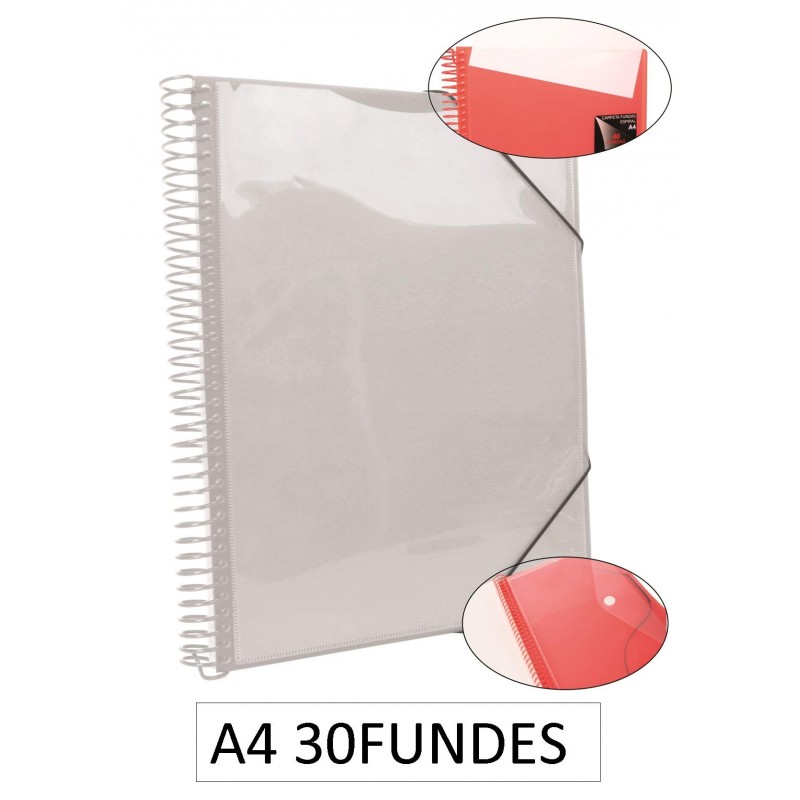 1-CARPETA ESPIRAL 30 FUNDES A4 TRANSP.(12)