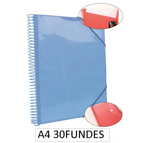 1-CARPETA ESPIRAL 30 FUNDES A4 BLAU(12)
