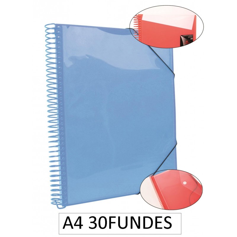 1-CARPETA ESPIRAL 30 FUNDES A4 BLAU(12)