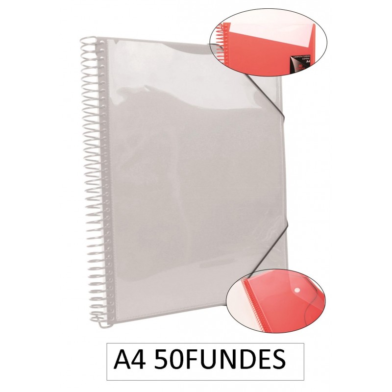 1-CARPETA ESPIRAL 50 FUNDES A4 TRANSPARENT