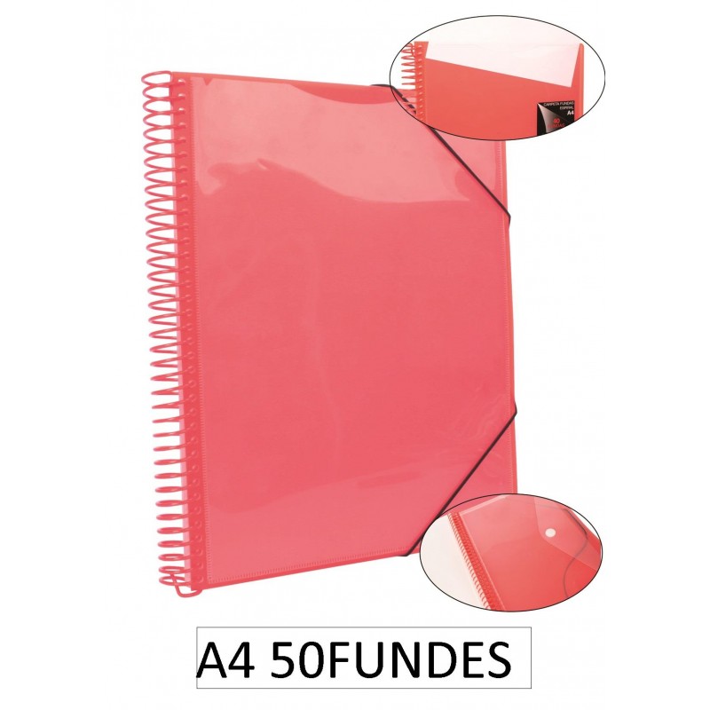 1-CARPETA ESPIRAL 50 FUNDES A4 VERMELL