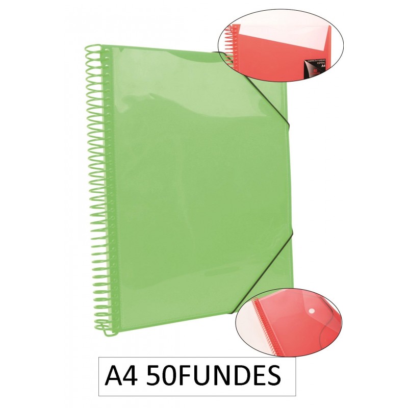 1-CARPETA ESPIRAL 50 FUNDES A4 VERD
