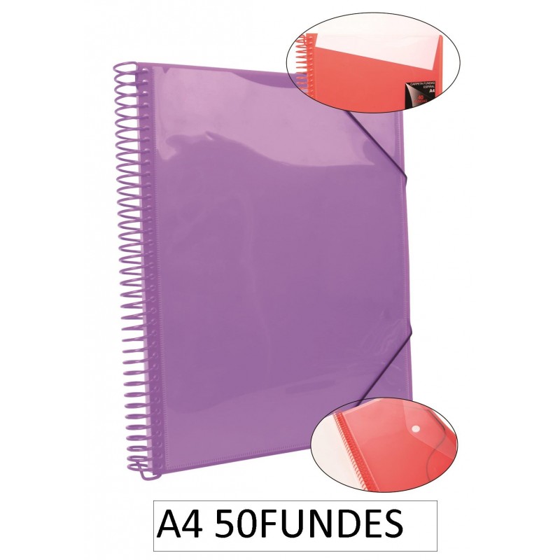 1-CARPETA ESPIRAL 50 FUNDES A4 LILA