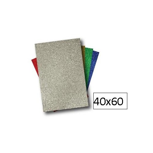 1-LAMINA GOMA EVA 40X60 BRILLANT PLATA (10)